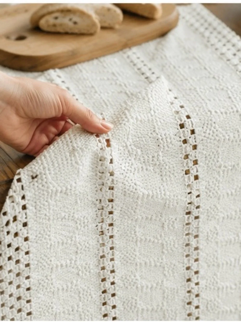 Neutral Cream Crochet Table Runner - Home Dining